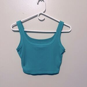 SHEIN Turquoise Ribbed Crop Top